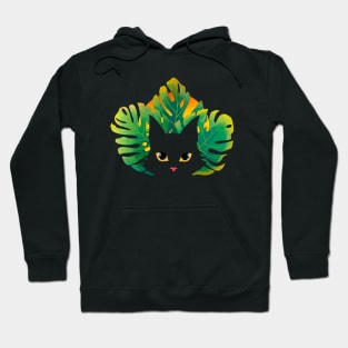 Black Cat with Tropical Leaves in the Sunset Hoodie